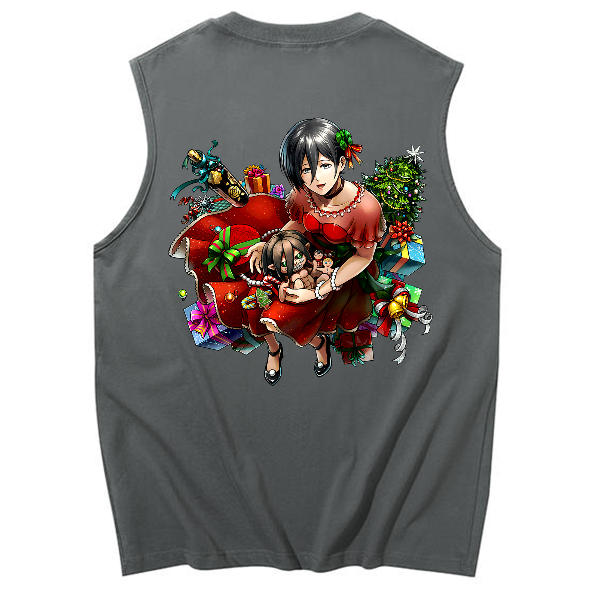 （画像用） 進撃の巨人 ミカサ·アッカーマン Attack on Titan Mikasa Ackerman コットン100％タンクトップ（背面プリント）